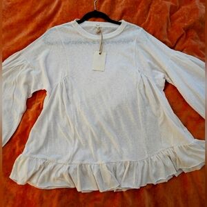 NWT Easel Ivory Ruffled Women's Top